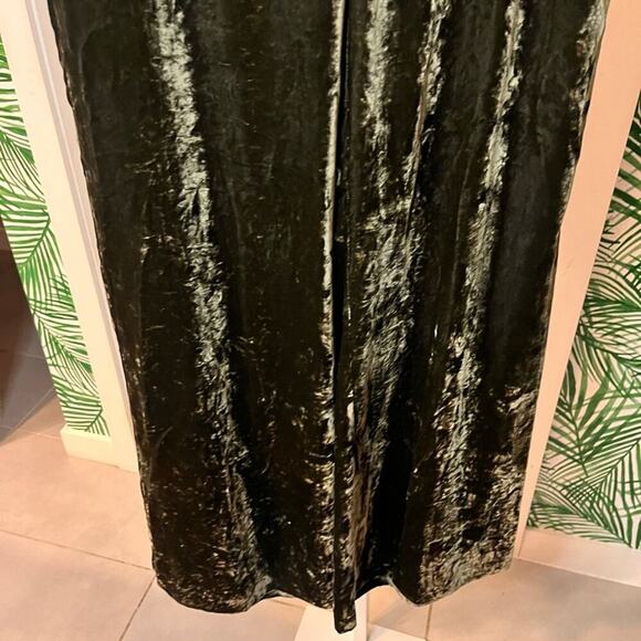 NWT Frame Panne Crushed Velvet Wide Leg Trousers in Deep Moss Size 6 - Picture 2 of 13